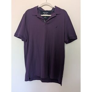 Nautica Men's Large Purple Short Sleeve‎ Performance Deck Classic Fit Polo Shirt